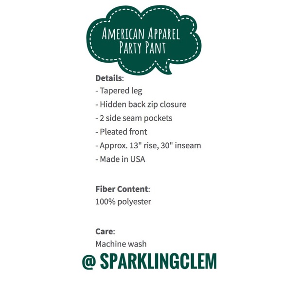 NWT American Apparel Party Pant (Black XS) - Picture 6 of 6